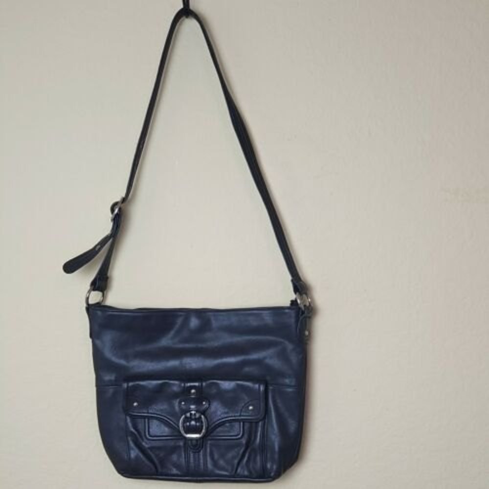 Stone Mountain Black Genuine Leather Purse Shoulder Bag Crossbody Satchel‎